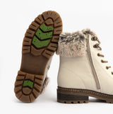 Remonte D0B74-80 Womens Faux Fur Collar Side Zip Boots White