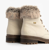 Remonte D0B74-80 Womens Faux Fur Collar Side Zip Boots White