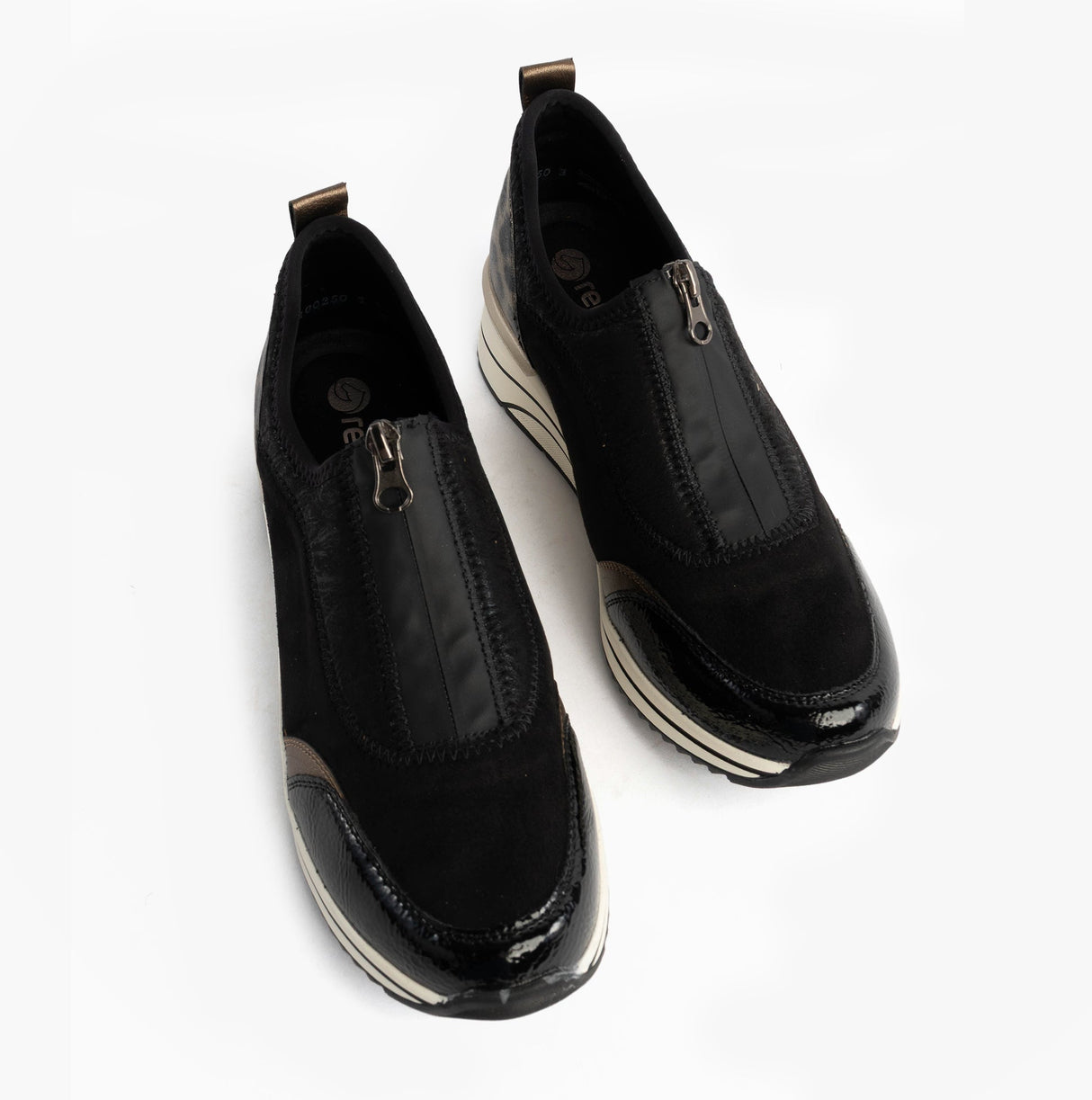 Remonte D0T08-02 Womens Front Zip Wedge Trainer Black