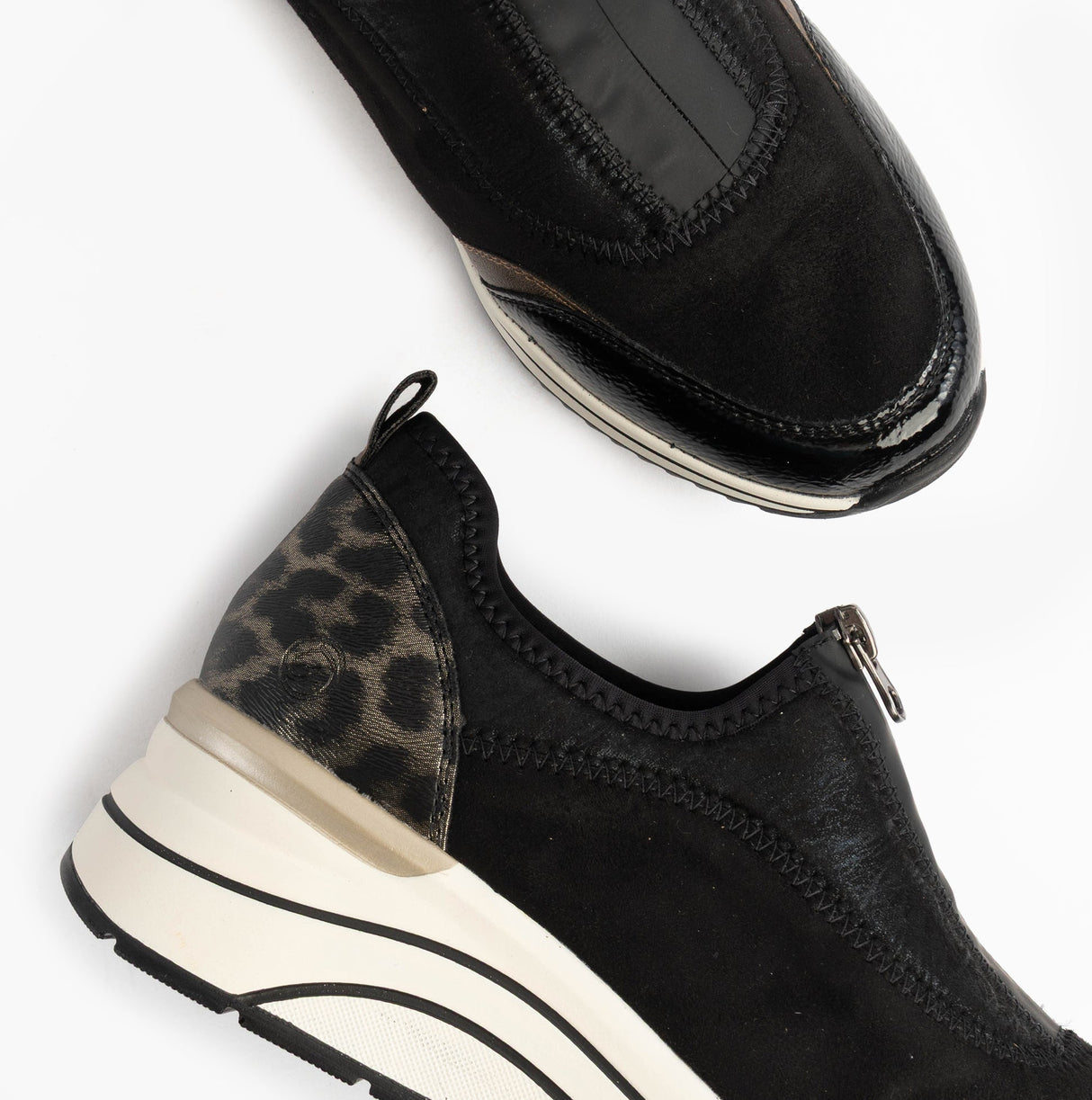 Remonte D0T08-02 Womens Front Zip Wedge Trainer Black