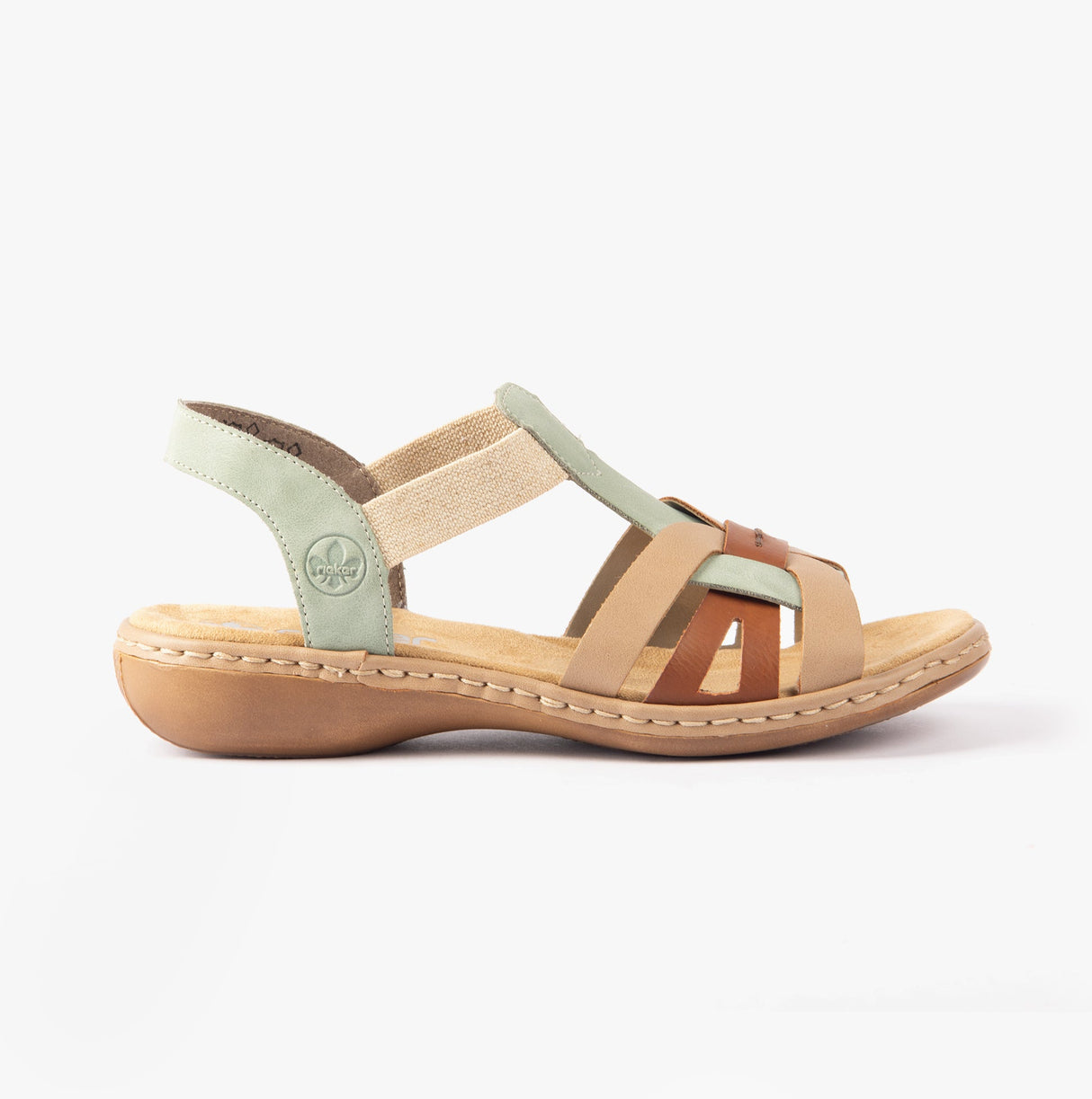 Rieker 65918-52 Womens Sandals Green Combination