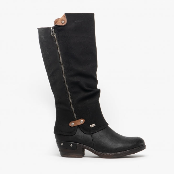 Rieker 93655-00 Womens Knee High Boots Black