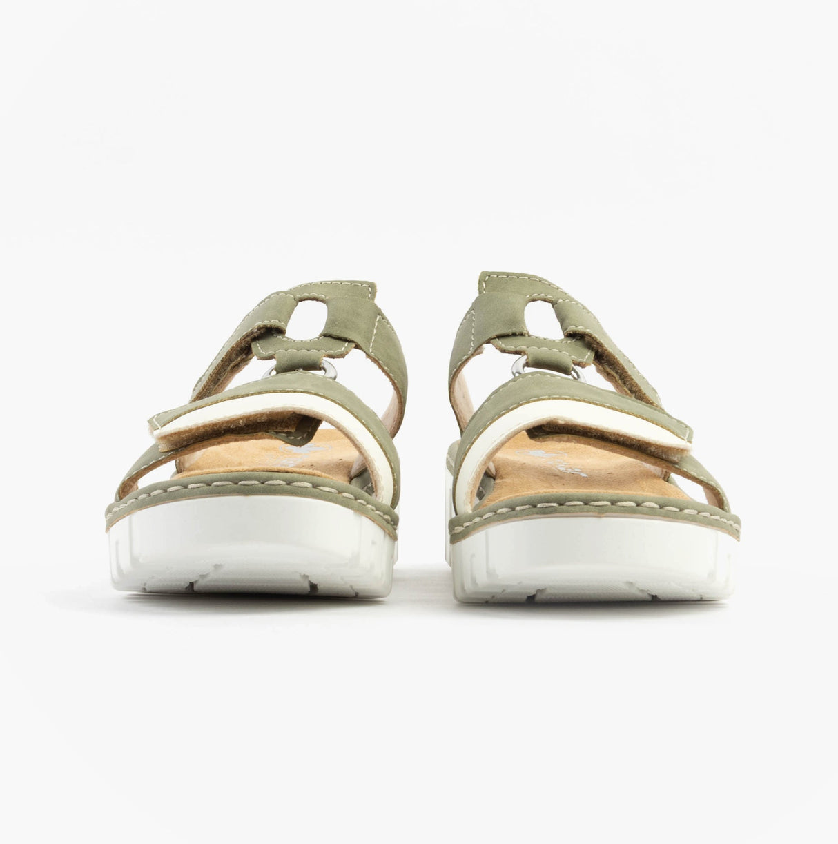 Rieker V1396-52 Womens Sandals Green Combination