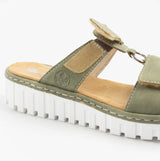 Rieker V1396-52 Womens Sandals Green Combination