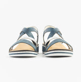 Rieker V3663-14 Womens Sandals Blue/Silver