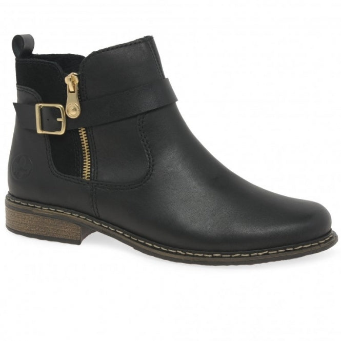 Rieker Z4959-00 Womens Leather Boots Black