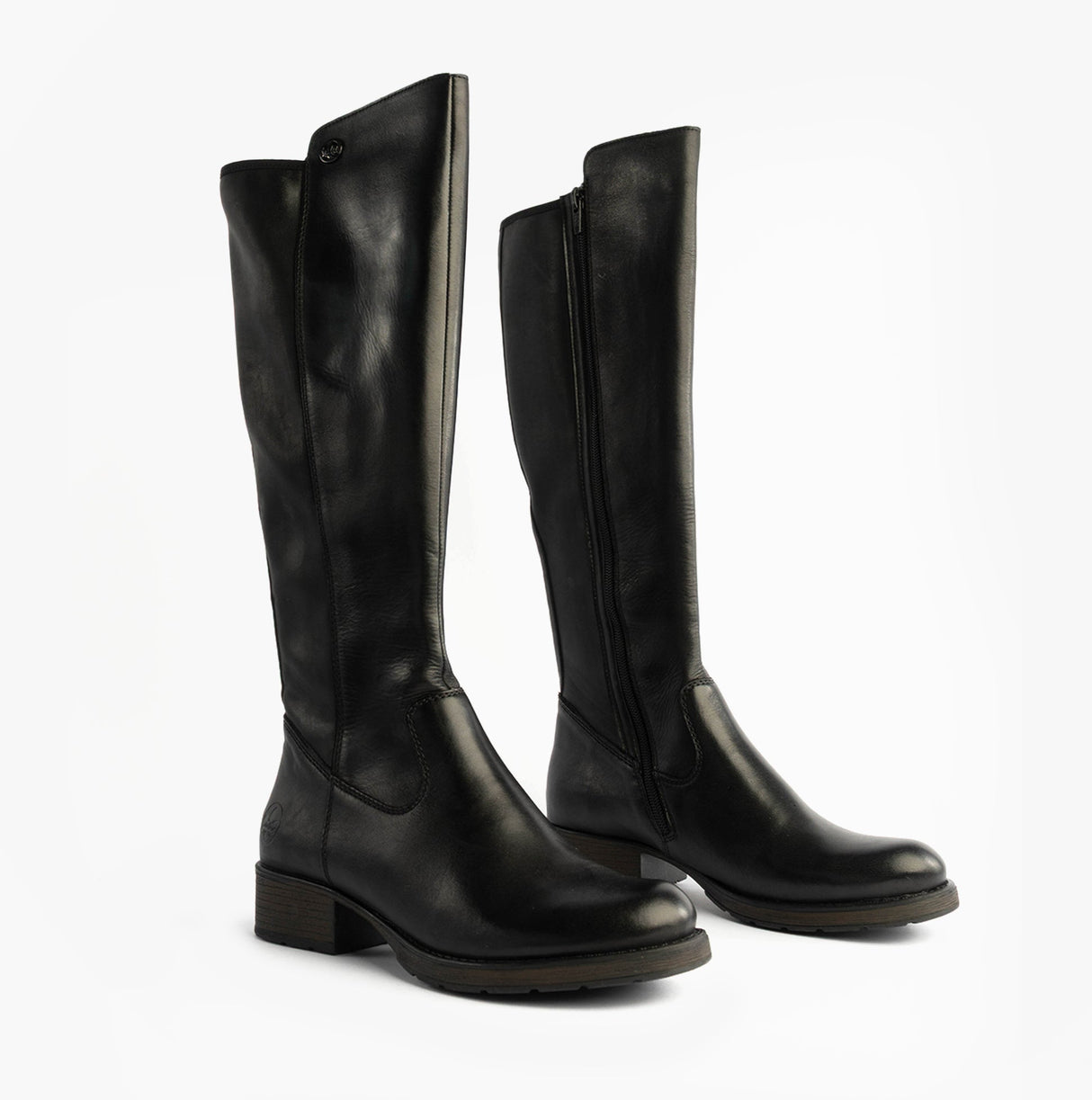 Rieker Z9591-01 Womens Leather Knee-High Boots Black