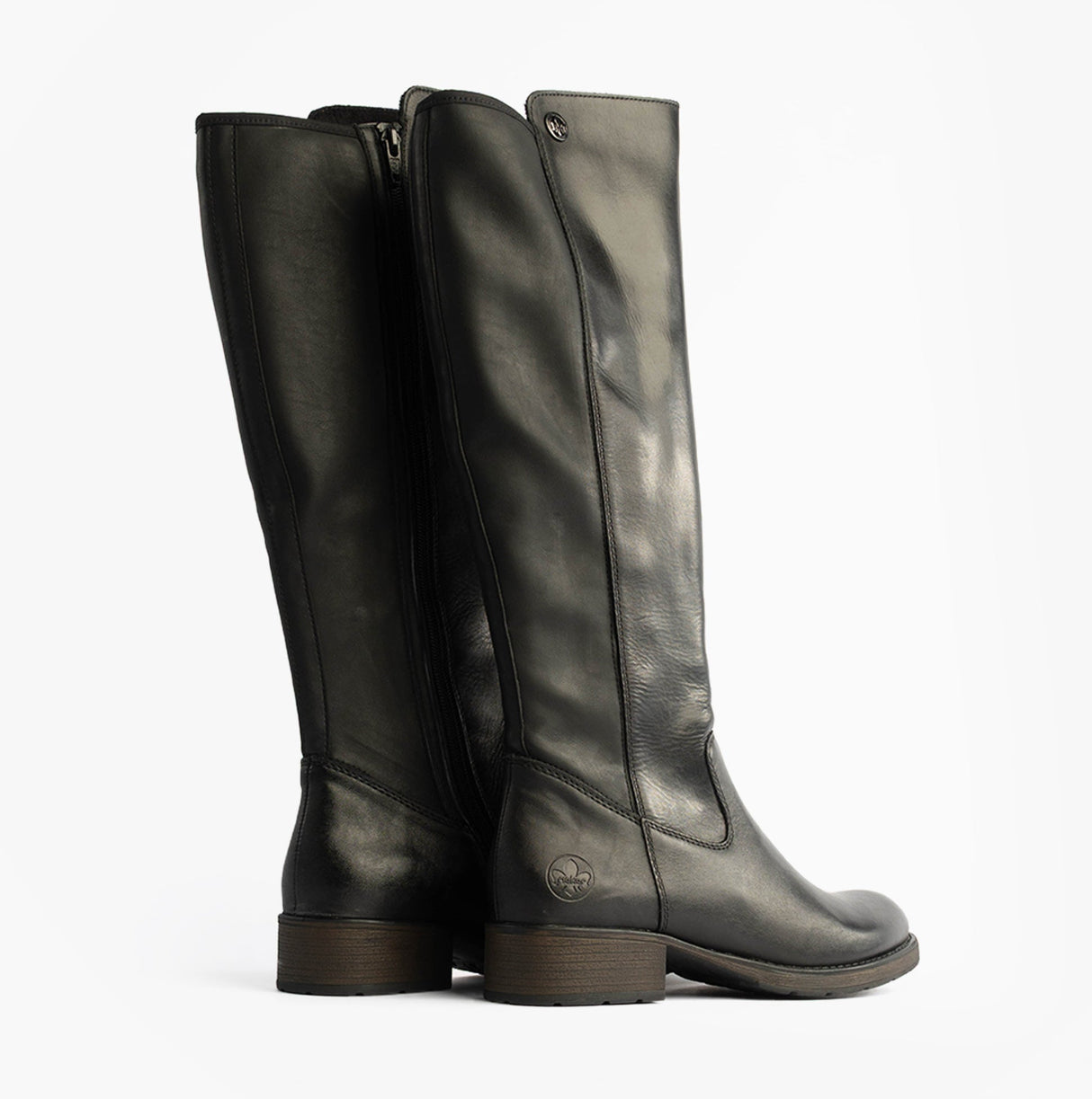 Rieker Z9591-01 Womens Leather Knee-High Boots Black