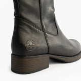 Rieker Z9591-01 Womens Leather Knee-High Boots Black