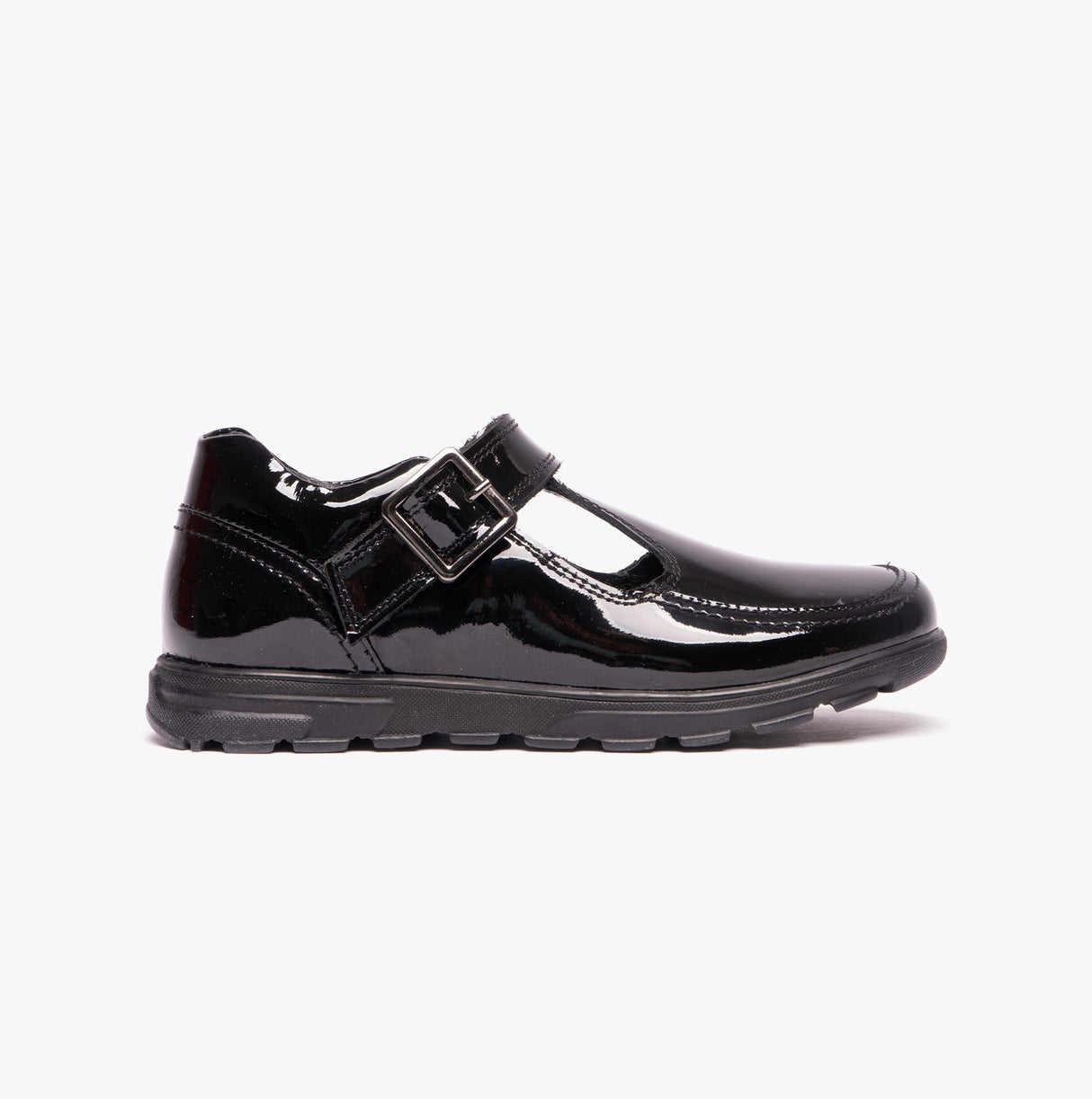 G716AP Girls Patent T-Bar School Shoes Black Patent