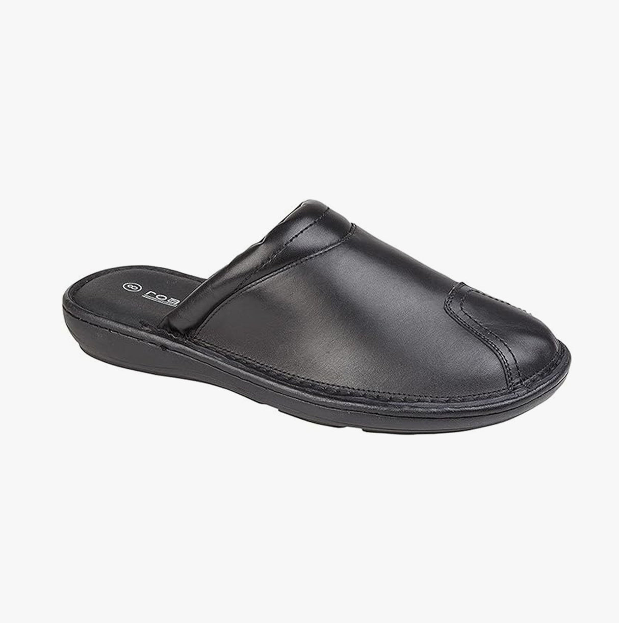 M024A Mens Padded Leather Clog Slippers Black