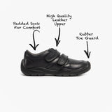 Roamers JEROME Boys Leather Touch Fasten Shoes Black