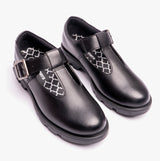 Roamers G705A Girls T-Bar Buckled School Shoes Black