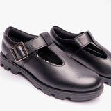 Roamers G705A Girls T-Bar Buckled School Shoes Black
