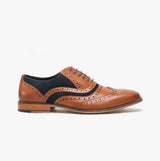 Roamers RUSSELL Mens Contrast Leather Brogue Shoes Tan/Navy