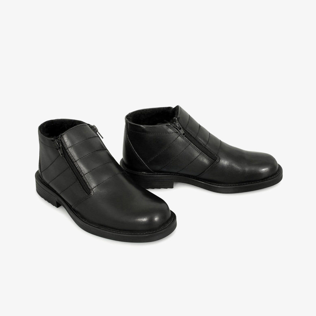 Roamers SHARK Mens Fur Lined Twin Zip Boots Black