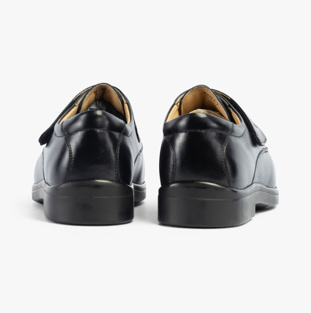 Roamers ROBBIN Mens Leather Touch Fasten Shoes Black