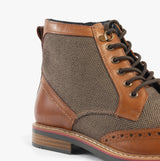 Roamers M805BT Mens Leather Brogue Ankle Boots Tan/Brown Herringbone