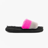Rocket Dog STRATUS WINETTE Womens Faux Fur Slide Sandals Grey/Pink/Black