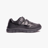 Route 21 B821A Boys Touch Fasten Coated Leather School Shoes Black
