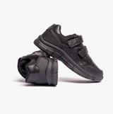 Route 21 B821A Boys Touch Fasten Coated Leather School Shoes Black