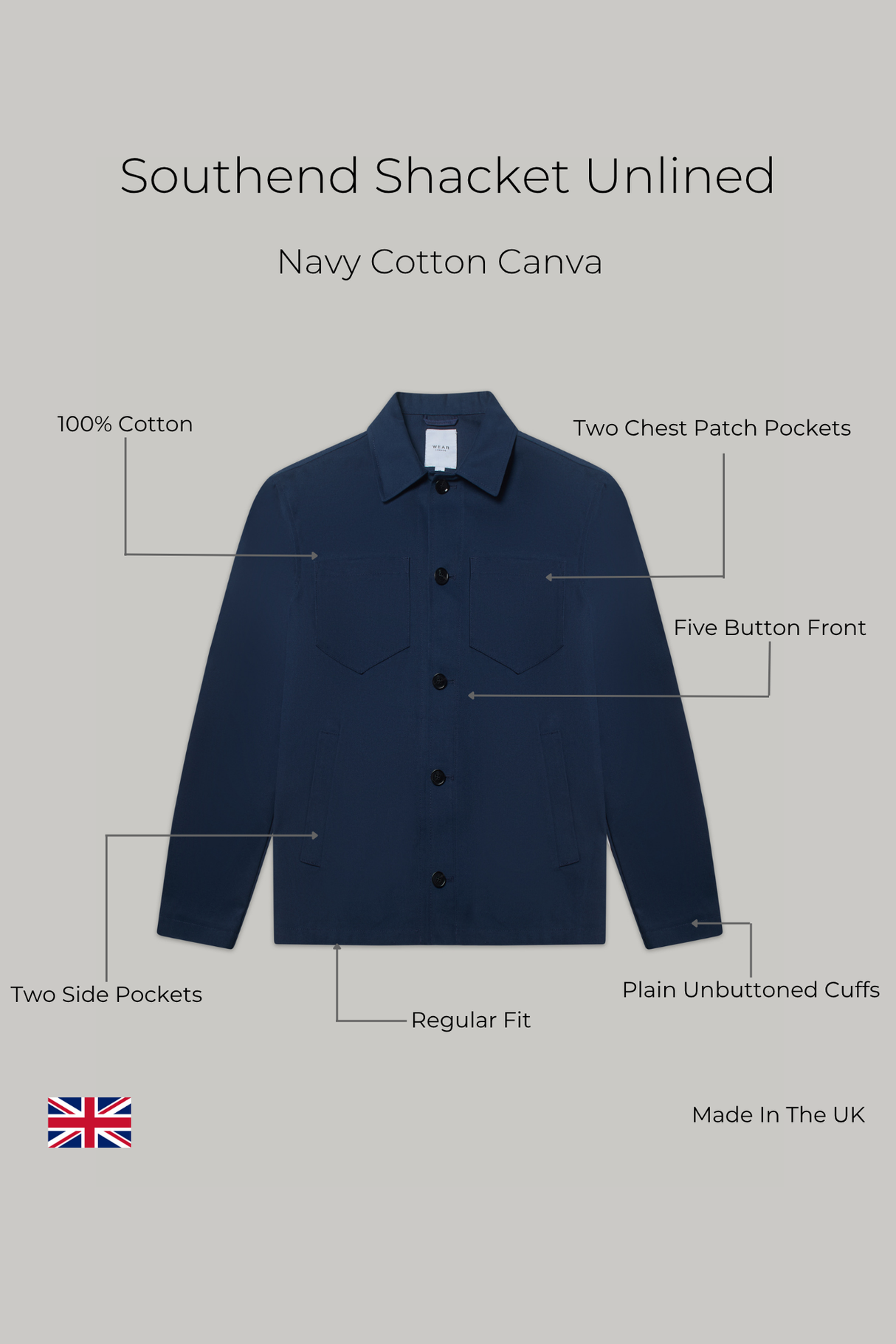 Southend Shacket Unlined - Navy Cotton Canvas