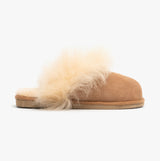 Shepherd EVELINA Womens Sheepskin Mules Chestnut