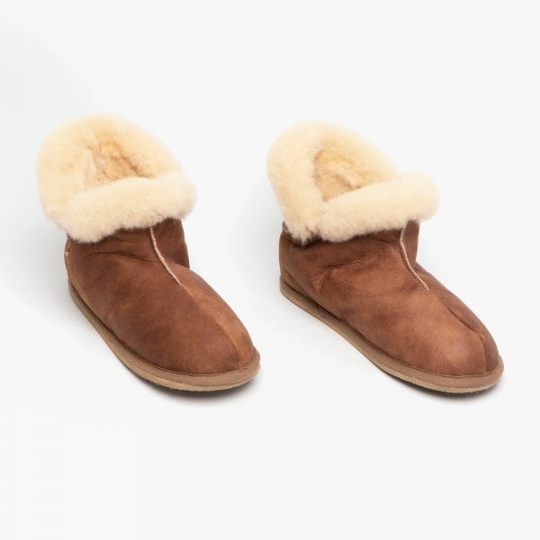 Shepherd BELLA Womens Sheepskin Slipper Boots Antique/Cognac