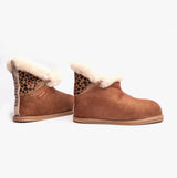 Shepherd BELLA Womens Sheepskin Slipper Boots Antique/Cognac/Leopard
