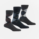 Shuperb ARGYLE 3 Pack Diabetic Mens Socks Navy/Grey: One Size
