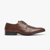 Silver Street London MORTIMER Mens Leather Chisel Toe Semi Brogues Chocolate Brown