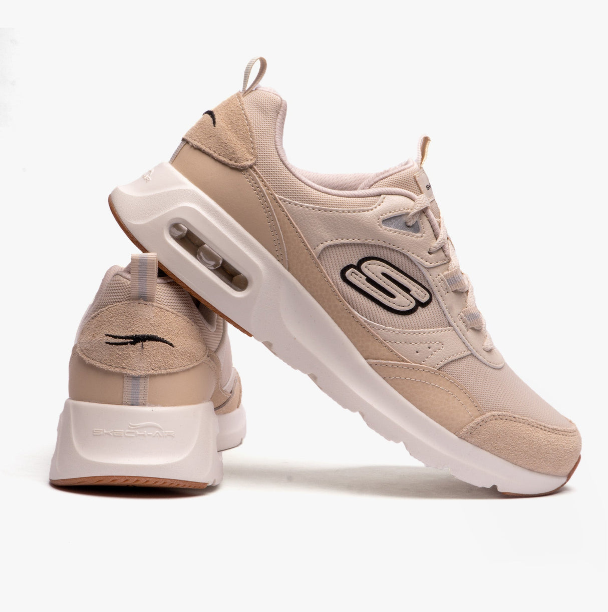 Skechers 149947/NTBK SKECH-AIR COURT - COOL AVENUE Womens Trainers Natural/Black