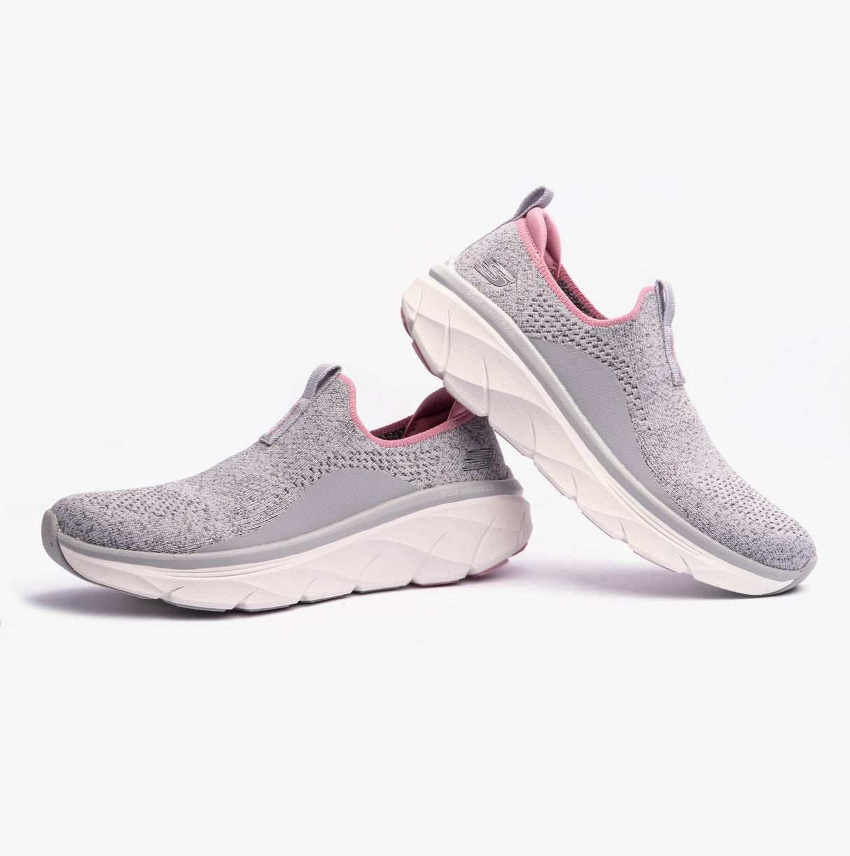 Skechers 150092/GYPK RELAXED FIT: D'LUX WALKER 2.0 - BOLD STATE Womens Trainers Grey/Pink