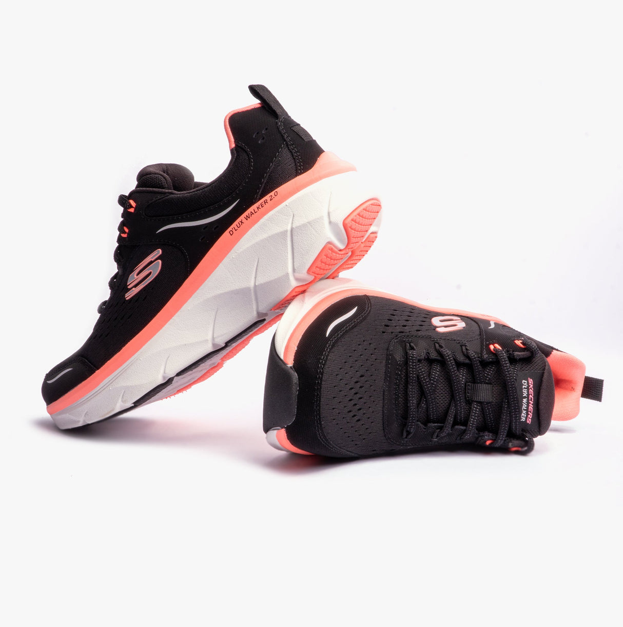 Skechers 150093/BKCL D'LUX WALKER 2.0 - DAISY DOLL Womens Trainers Black/Coral/Lavender