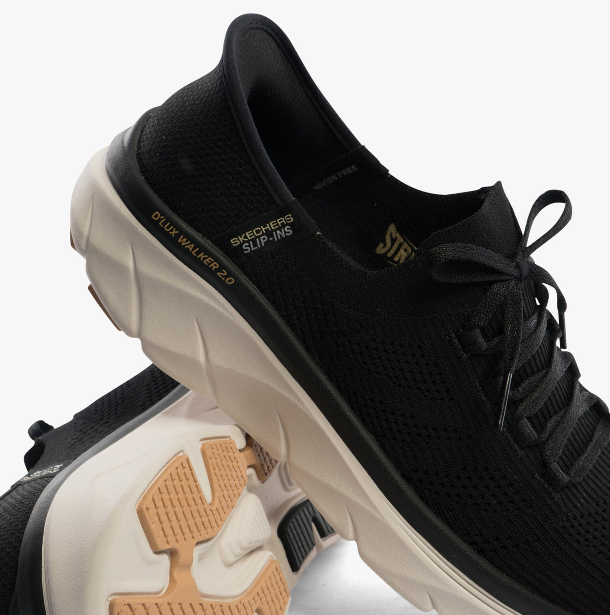 Skechers 150105/BKTN D'LUX WALKER 2.0-THRILL MOVEM Womens Trainers Black/Tan