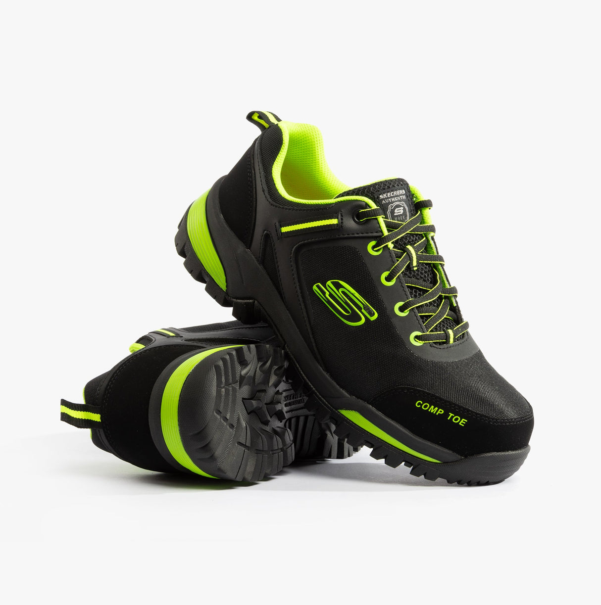 Skechers Work 200188EC GATLON Mens Safety Trainers Black/Lime