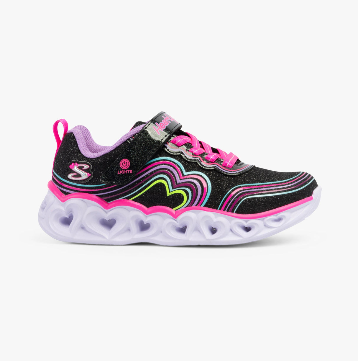 Skechers 302689L/BKMT HEART LIGHTS - RETRO HEARTS Girls Trainers Black/Multi