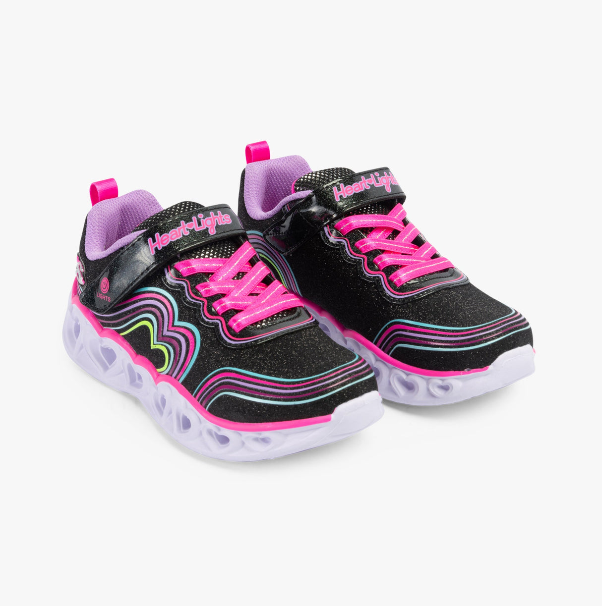 Skechers 302689L/BKMT HEART LIGHTS - RETRO HEARTS Girls Trainers Black/Multi