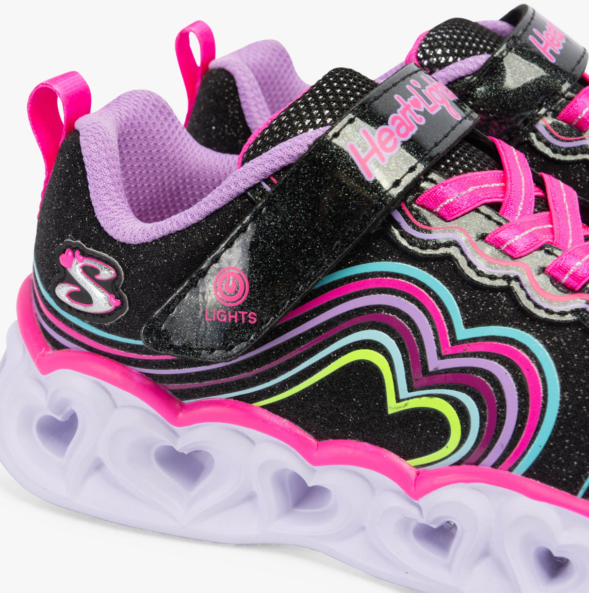 Skechers 302689L/BKMT HEART LIGHTS - RETRO HEARTS Girls Trainers Black/Multi