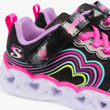 Skechers 302689L/BKMT HEART LIGHTS - RETRO HEARTS Girls Trainers Black/Multi