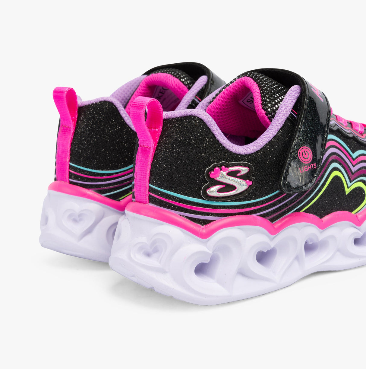 Skechers 302689L/BKMT HEART LIGHTS - RETRO HEARTS Girls Trainers Black/Multi