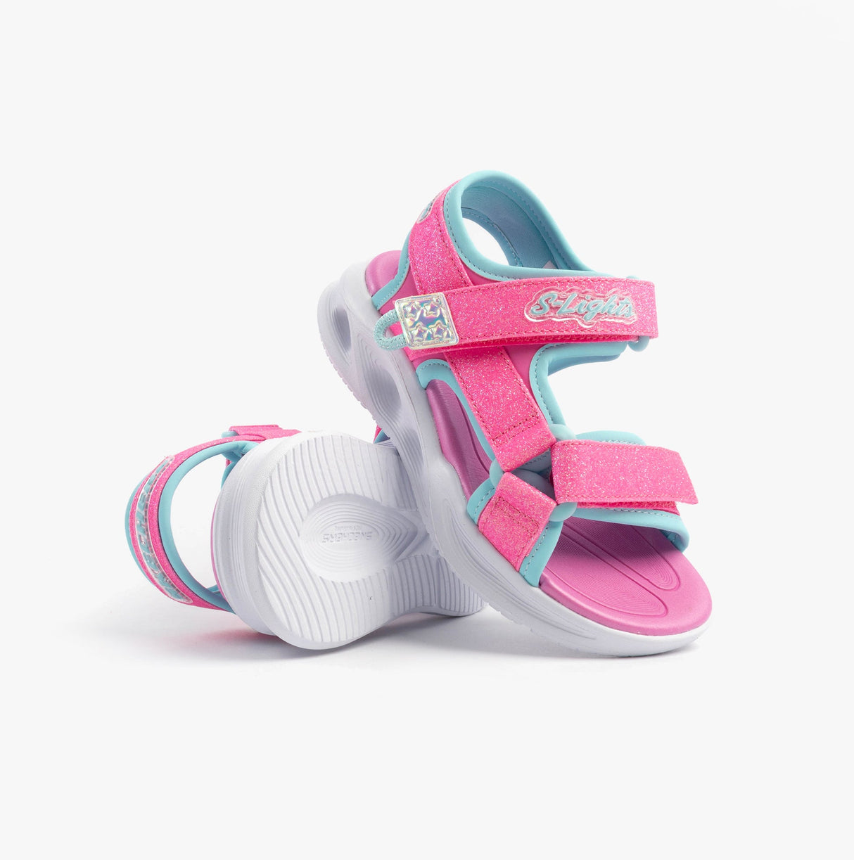 Skechers 303024L/HPAQ S-LIGHTS: SOLA GLOW Girls Sandals Hot Pink/Aqua