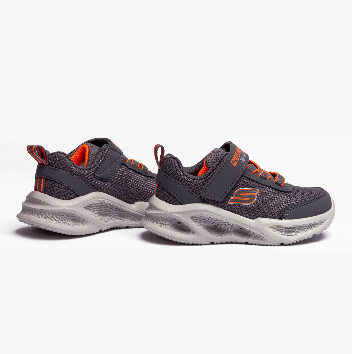 Skechers 401675N/CCOR METEOR-LIGHTS Boys Trainers Charcoal/Orange