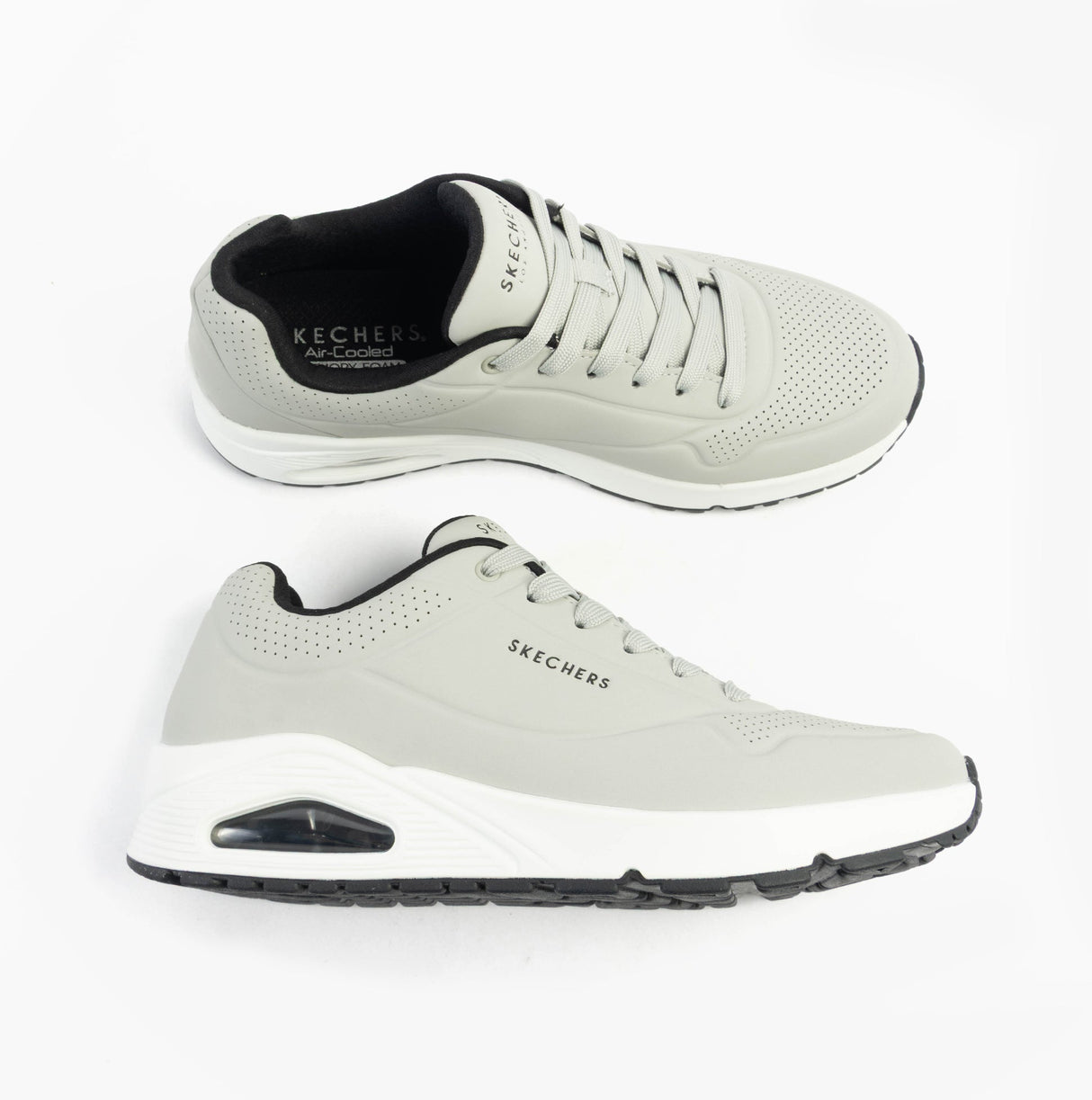 Skechers 52458/LGBK UNO - STAND ON AIR Mens Trainers Light Grey/Black