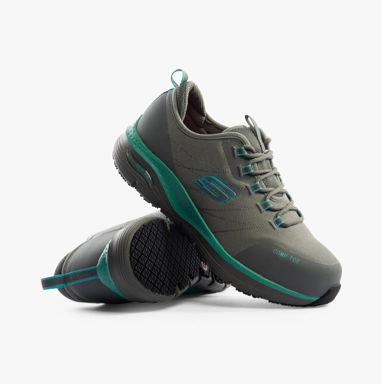 Skechers Work 108075EC ARCH FIT SR - EBINAL Womens Safety Trainers Grey/Aqua