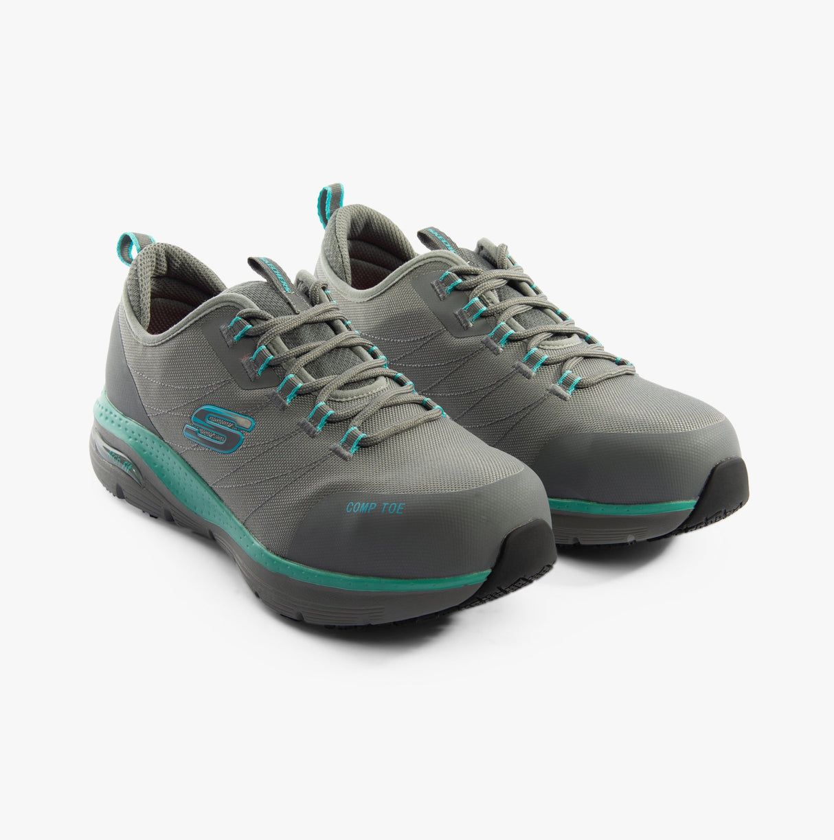 Skechers Work 108075EC ARCH FIT SR - EBINAL Womens Safety Trainers Grey/Aqua