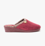 Sleepers JACKIE Womens Velour Mule Slippers Burgundy