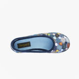 Sleepers SAMIRA Womens Polka Dot Velour Lined Ballet Slippers Blue/Multi