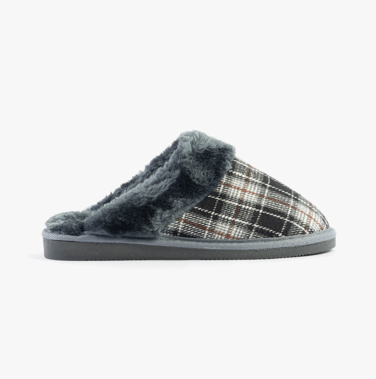 Sleepers LEYLA Womens Fur Cuff Mules Black/Grey Check
