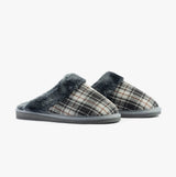 Sleepers LEYLA Womens Fur Cuff Mules Black/Grey Check